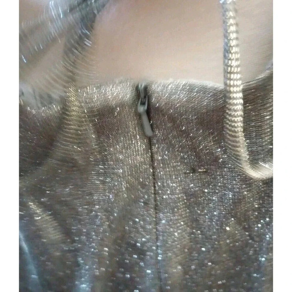 Ieena for Mac Duggal Womens Sz 4 Lace-Up Trumpet Formal Prom Dress Gown Silver - Picture 8 of 11